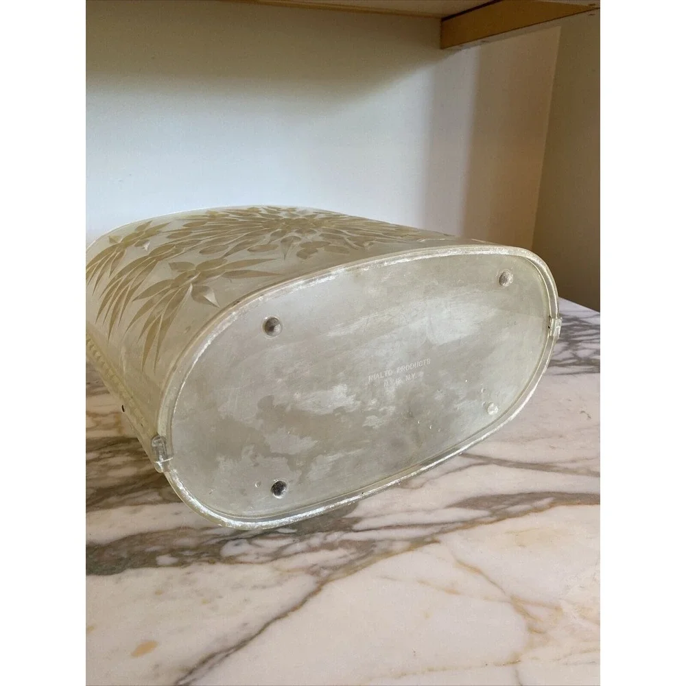 Vintage MCM Starburst Bathroom Waste Basket Can Clear‎ Hard Plastic Lucite